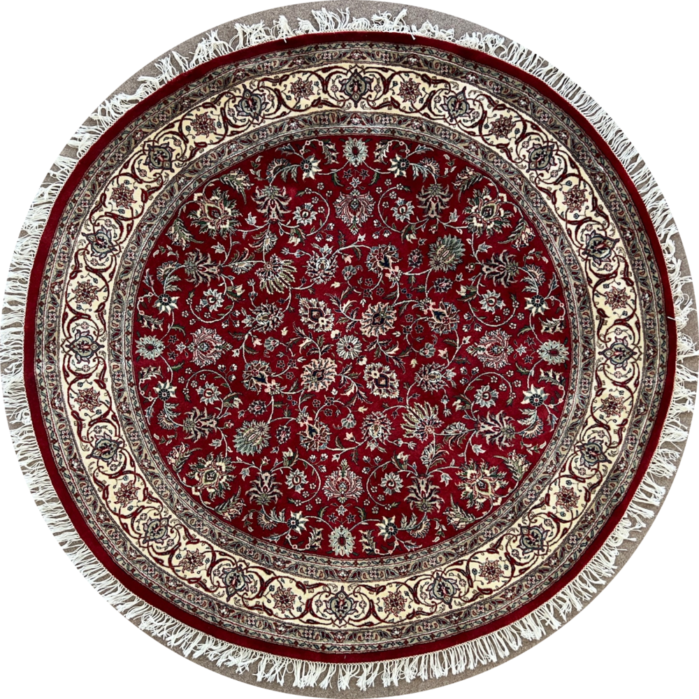 05440 Tabriz Indian Red White 6-2 Round | Manoukian Rugs™