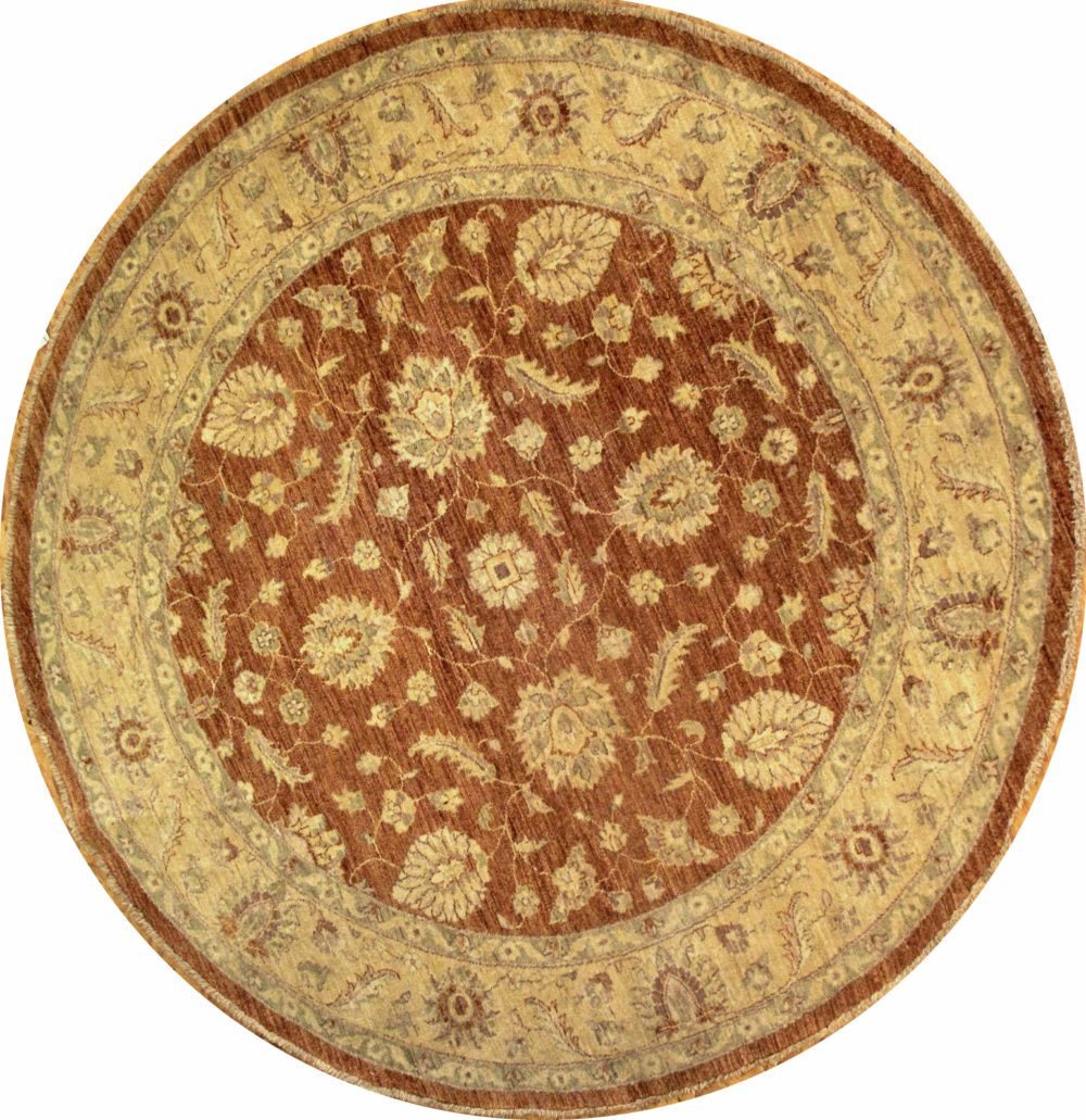 05456 Afghan Peshawar Orange Ivory 6-8 Round | Manoukian Rugs™