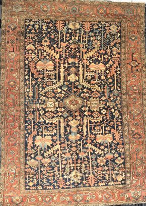 05502 antique serapi persian blue pink orange 9-8x13 ws | Manoukian Rugs™