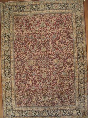 Kerman Laver Persian Red Blue Natural 9-6x13-6 | Manoukian Rugs™