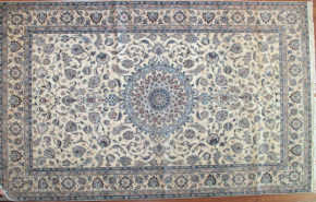 05547 Nain Persian Wool & Silk Ivory Blue 6-6x10-5 full | Manoukian Rugs™
