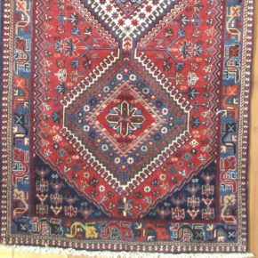 05628 Yalameh Persian Red Blue Natural 2-9×39 cu | Manoukian Rugs™