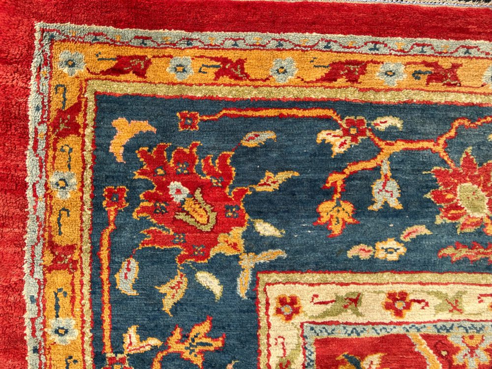 05784 antique oushak turkish red blue yellow 11-5x15 corner | manoukian rugs™