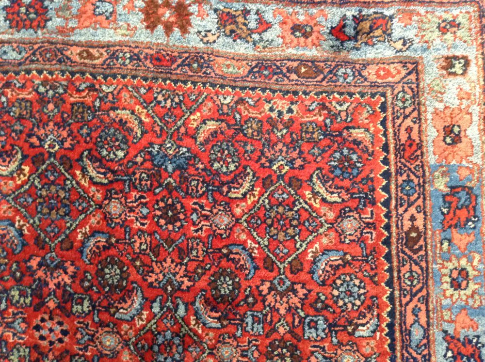 05790 Semi-Antique Persian Bijar Red Blue Green 11-5x18-8 | Manoukian Rugs™ cu