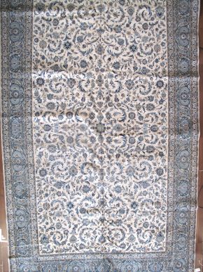05802 Vintage Keshan Persian White Blue Green 10×16-7 | Manoukian Rugs™