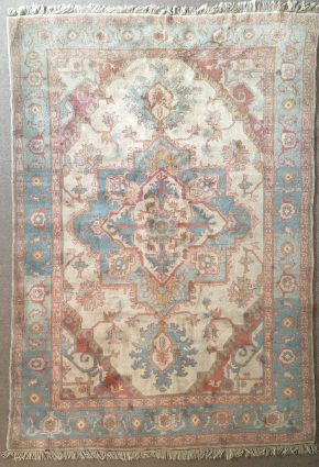 05807 Oushak Turkish 7-4x10-7 natural blue pink ws | Manoukian Rugs™