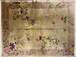 05809 Nichols Art-Deco Chinese Beige Purple Yellow 9x11-6 | Manoukian Rugs™