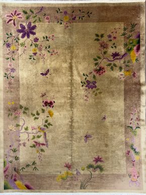 05809 Nichols Art-Deco Chinese Beige Purple Yellow 9x11-6 | Manoukian Rugs™