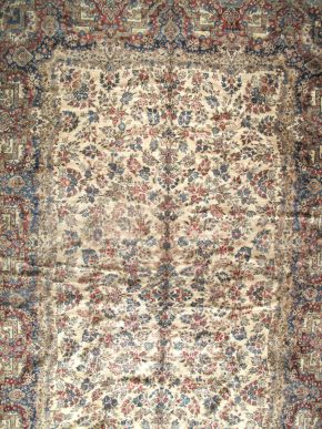 05821 Vintage Persian Kerman Natural Red Blue 12-3x19-6 | Manoukian Rugs™ ws