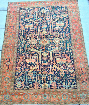 Antique Serapi Persian Blue Pink Orange 9-8x13 ws | Manoukian Rugs™