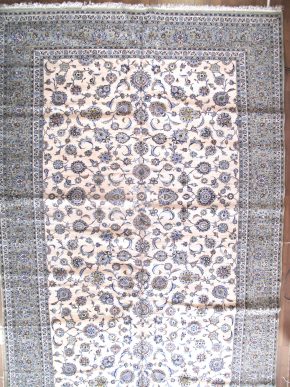 05803 Vintage Keshan Persian White Blue Green 10x18-1 | Manoukian Rugs™ ws