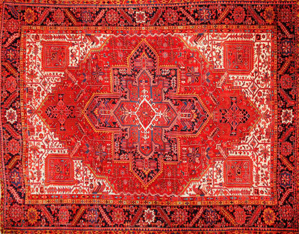 Heriz Persian Red Blue White 9-7x12-8 full