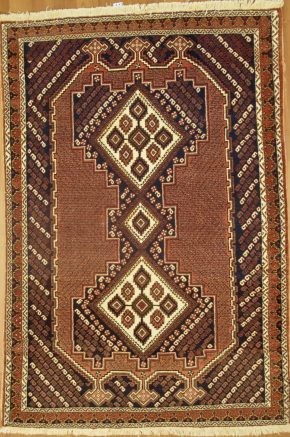 05183 Afshar Persian Orange Natural Blue 4 x 5-10 | Manoukian Rugs™