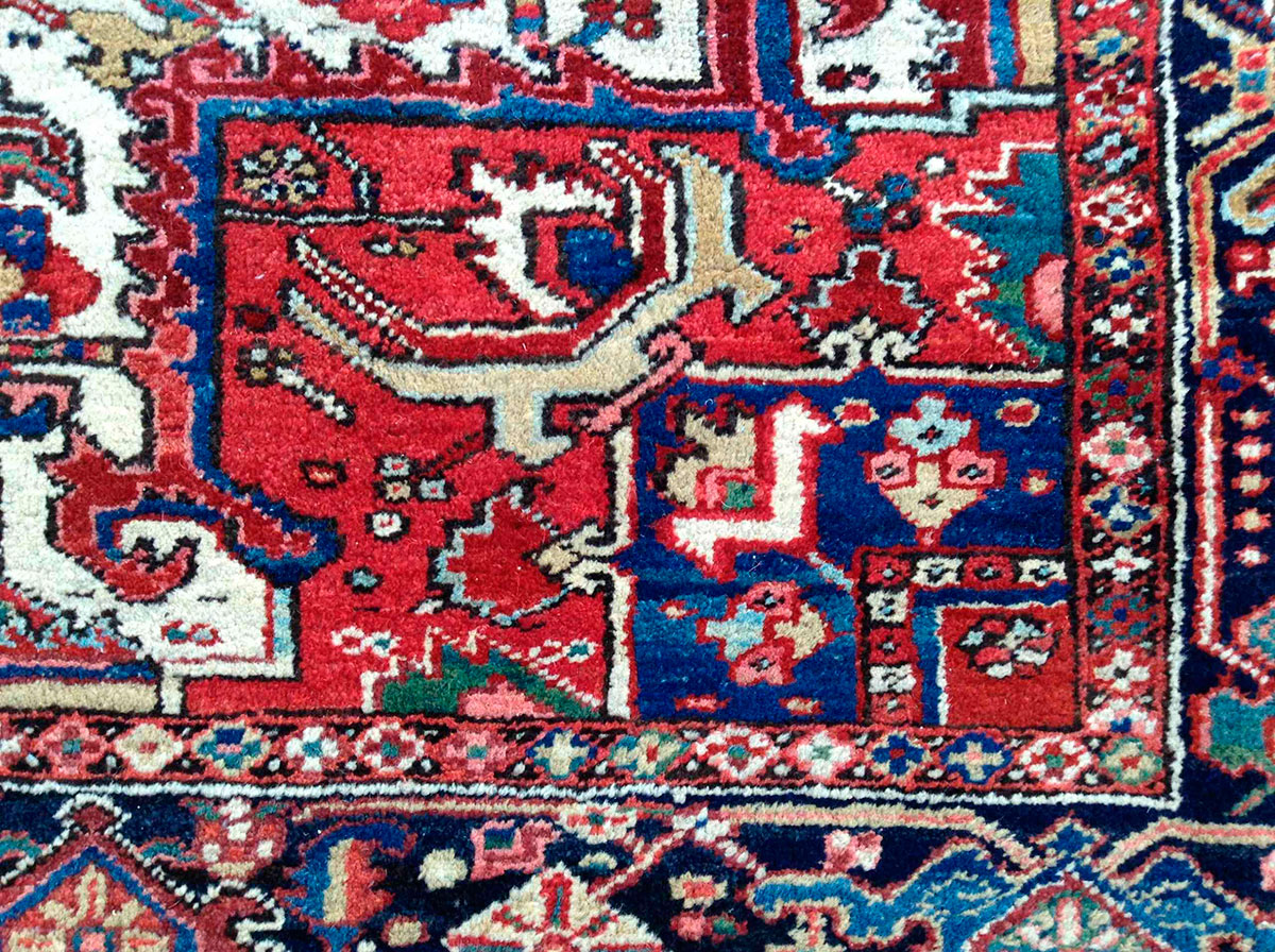 Heriz Semi-Antique Persian Red White Blue 8-8x11-5 CU 3