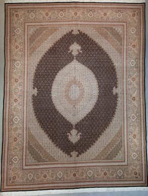 05486 Mahi Tabriz Persian Black Beige Green 10×13 ws | Manoukian Rugs™