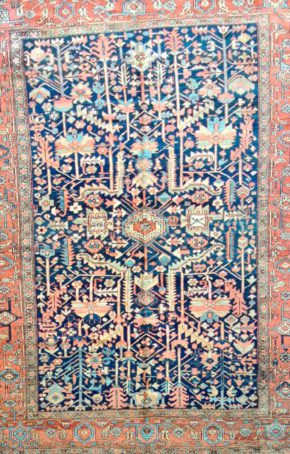 Antique Serapi Persian Blue Pink Orange 9-8x13 ws | Manoukian Rugs™