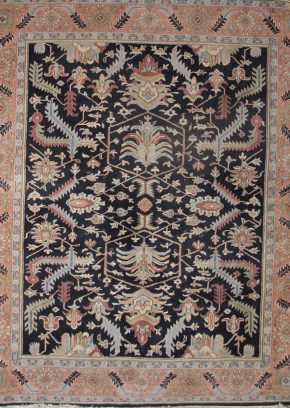 05331 Heriz Design Indian Blue Pink Green 8x10 | Manoukian Rugs™