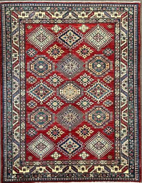 05066 Super Kazak Red Natural Blue 4-10x6-3 | Manoukian Rugs™ ws