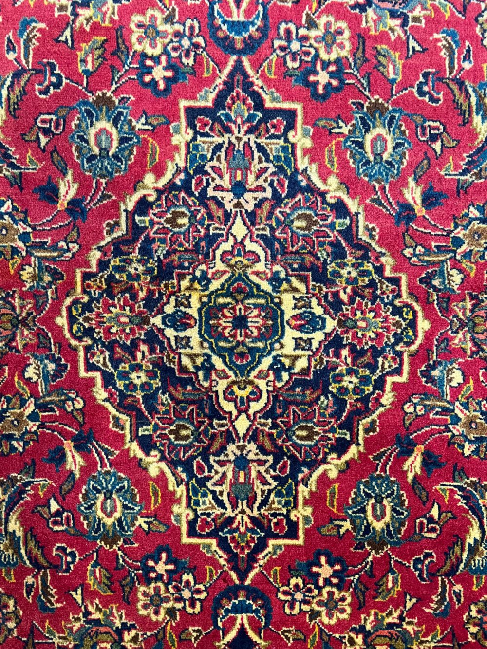Semi-Antique Persian Keshan Red Blue Natural 4-7×7-1 | Manoukian Rugs™ cu