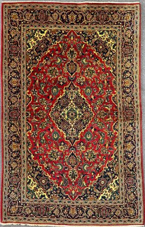 Semi-Antique Persian Keshan Red Blue Natural 4-7×7-1 | Manoukian Rugs™ ws