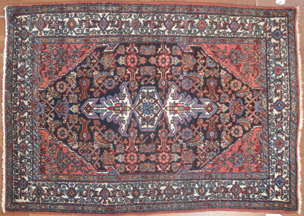 05228 Vintage Persian Bibikabad Blue Red Natural 3-6×4-10 | Manoukian Rugs™