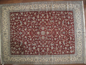 05509 Nain Persian Wool & Silk Red White Blue 10x13 | Manoukian Rugs™