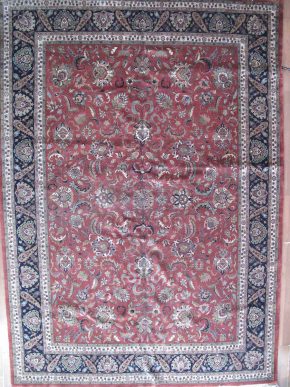 Sarouk Design Indian Red Blue Natural 10x14 | Manoukian Rugs™