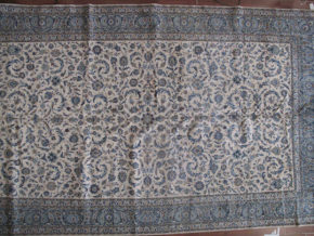 Vintage Keshan Persian White Blue Green 10x16-7 | Manoukian Rugs™