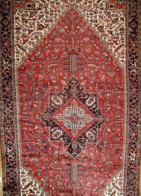05820 Heriz Persian Red Natural Blue 9-8x19-10 | Manoukian Rugs™ ws