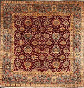 Agra Indian Red Green Yellow 12x12-3 | Manoukian Rugs™