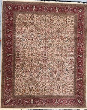 Sultanabad Design Indian Beige Red Green 11-10x14-7 | Manoukian Rugs™