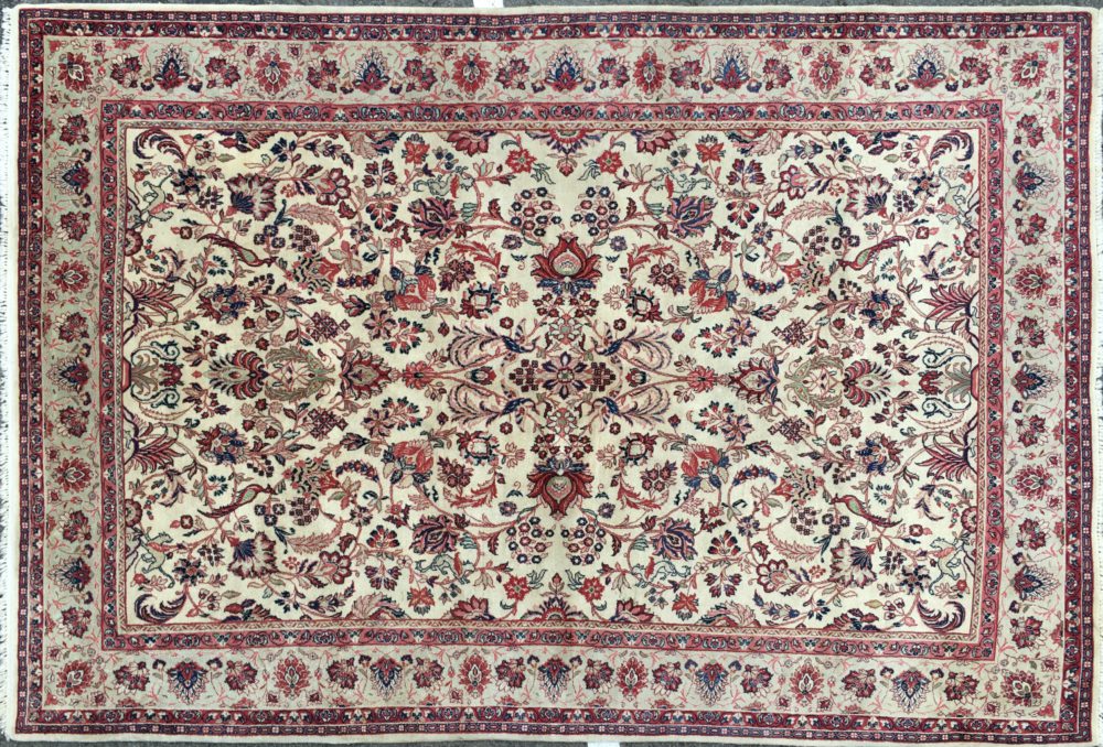 06152 Sarouk Persian White & Red 7-11x11-7 ws | Manoukian Rugs™
