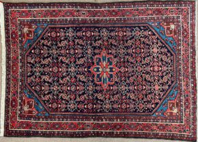 06215 Vintage Melayer Persian Blue Red Natural 4-9x6-10 | Manoukian Rugs™ ws