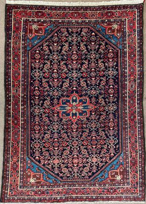 06215 Vintage Malayer Persian Blue Red Natural 4-9x6-10 | Manoukian Rugs™ ws