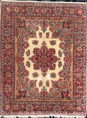 06253 Sarouk Persian White & Red 8-10x11-9 | Manoukian Rugs™