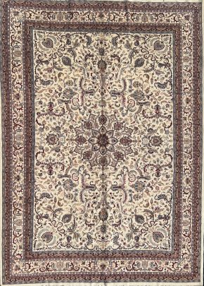 06259 Keshan Indian White & Blue 10-2x14 | Manoukian Rugs™