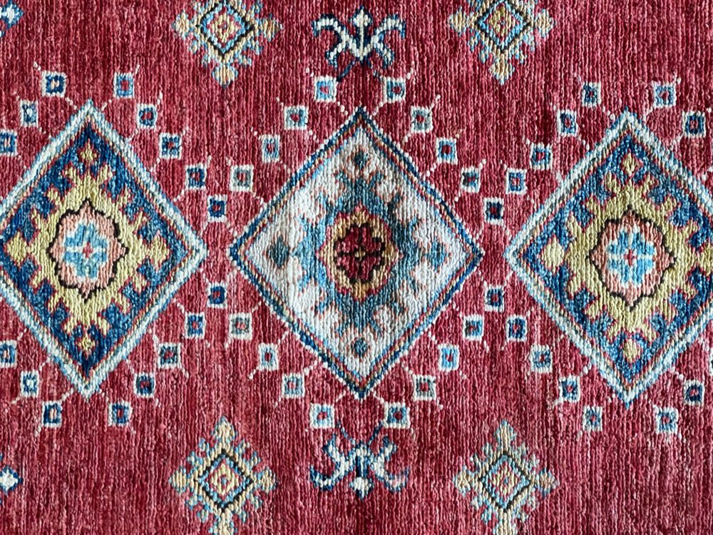 06509 Super Kazak Afghan Red Natural Yellow 3-3×5 | Manoukian Rugs™ cu