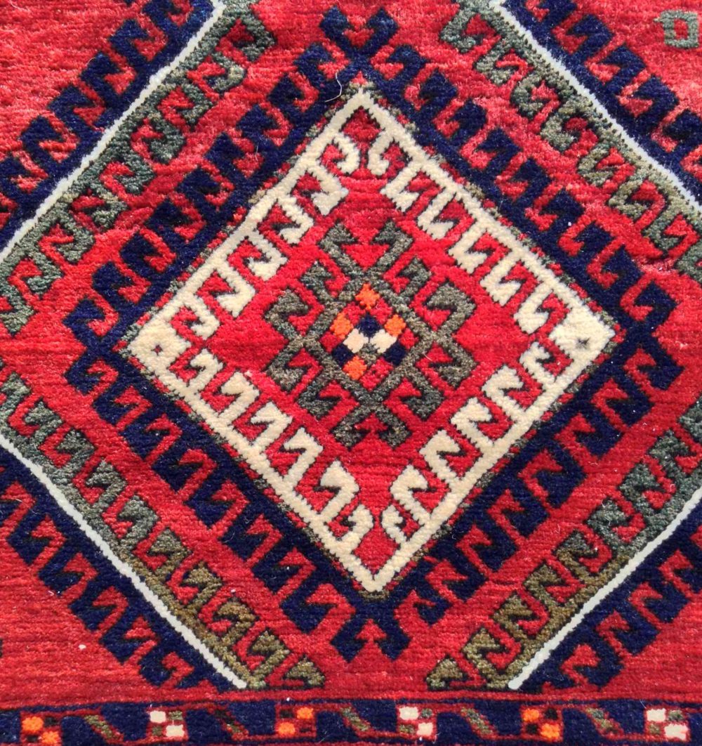 kazak semi-antique russian 4-7x6-10 red beige green CU