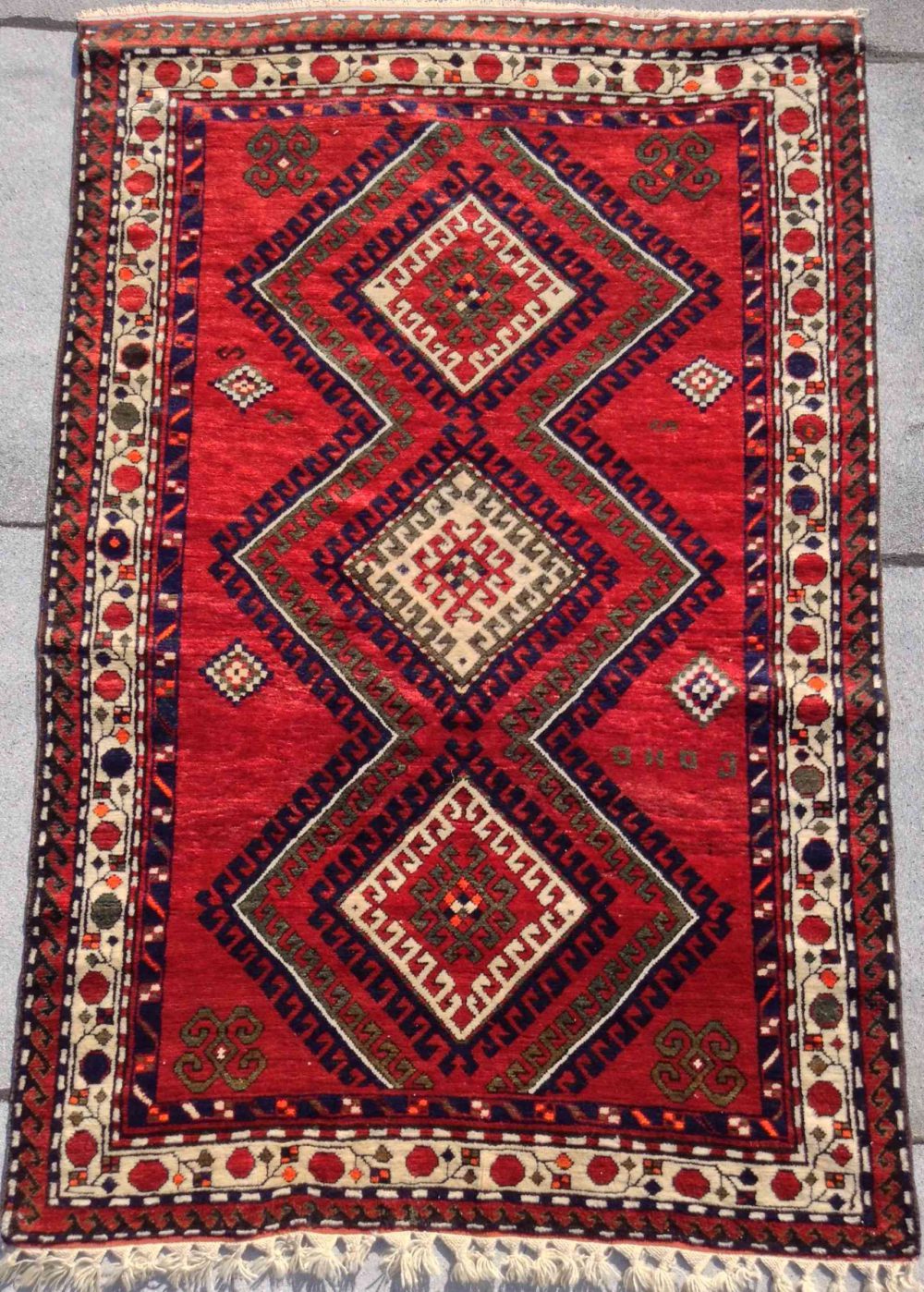 kazak semi-antique russian 4-7x6-10 red beige green WS