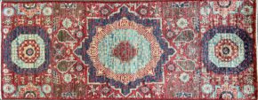 06626 Amara Mamluk Afghan Red Blue Green 2×5 | Manoukian Rugs™ ws