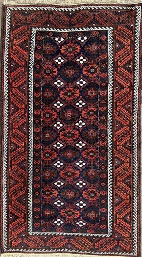 06714 Belouch Afghan Red Black White 3-7x6-4 | Manoukian Rugs™ ws
