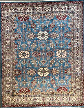 T-253 Super Kazak Blue Natural Red 8-1x10-3 | Manoukian Rugs™