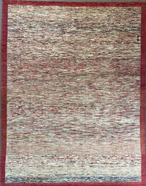 05479 Gabbeh Afghan Red White Gray 9-5x12-3 | Manoukian Rugs™