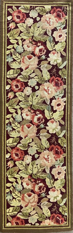 06748 Vintage Hooked American Yellow Green Red 2-6x7-10 | Manoukian Rugs™