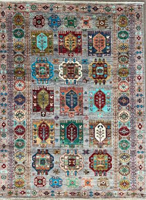 SS0130223T400 Tribal Pakistani Gray Blue Red 5-2x6-10 | Manoukian Rugs™