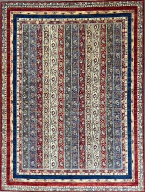 SS051722T293 Khorjeen Afghan White Red Blue 9-10x11-10 | Manoukian Rugs™