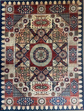 SS051722T295 Tribal Design White Red Blue 9x12 | Manoukian Rugs™