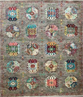 T472 Fine Tribal Gray & Multicolor 8x9-4 | Manoukian Rugs™