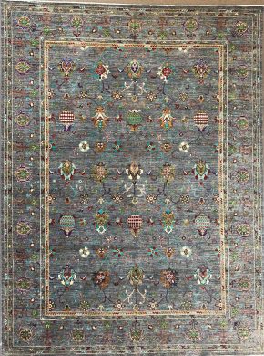 SS053123T473 Tribal Sultana Design Gray Yellow Green 9-7x11-9 | Manoukian Rugs™