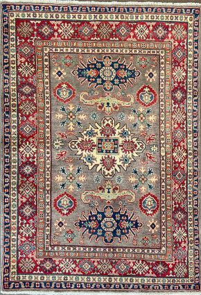 SS091322T350 Kazak Afghan Brown Red Beige 4-9x6-9 | Manoukian Rugs™